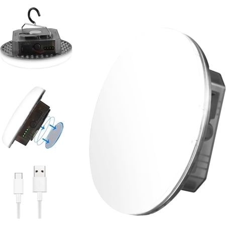 3000LM Tent Light Camping Light 6500K 24Hours Long Play Time Outdoor Night Market Light Night Fishing Light Lights for Hurricane (Translucent Black)