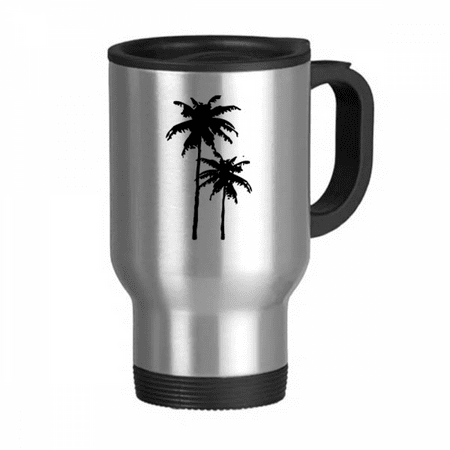 

Coconut Tree Outline Beach Travel Mug Flip Lid Stainless Steel Cup Car Tumbler Thermos