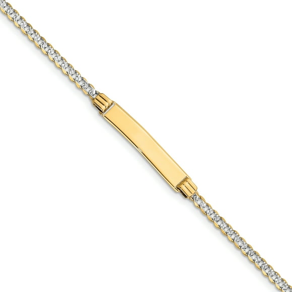 14K Rhodium Plated Yellow Gold Pav� Curb ID Bracelet