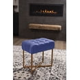 thumbnail image 7 of BirdRock Home Rectangular Tufted Blue Foot Stool Ottoman with Pale Gold Legs, 7 of 7