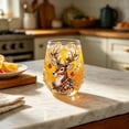 thumbnail image 5 of Christmas Embossed Stemless Wine Glasses with Santa Snowman Reindeer Prints, Clear Decorative Glassware for Cocktail Coffee Cocoa Tabletop Decor, 5 of 5