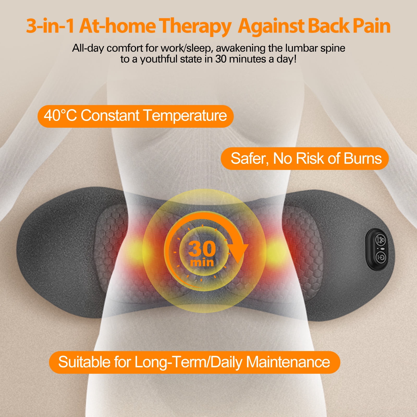 Triple Fusion Back Massager, 2026 New Triple Fusion Massager for Sciatica, with Electric Traction Lifting & Heat Compress, All-Round Support, Relieve Neck/Shoulder Discomfort