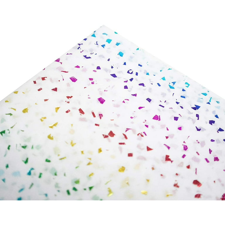 Made in USA 50-Sheet Hot Stamp Glitter Gift Tissue Paper Pack, 20 X 30  (Confetti on White)