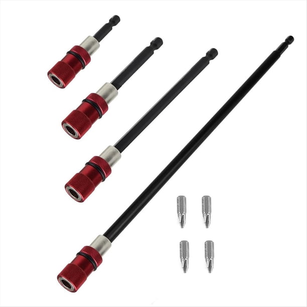 Soporte para Brocas Extensión Taladro, 4 Piezas, Soporte para Brocas Destornillador Taladro 12 Pulgadas, Adaptador Portabrocas, Soporte para Brocas Hexagonales 1/4 Pulgadas