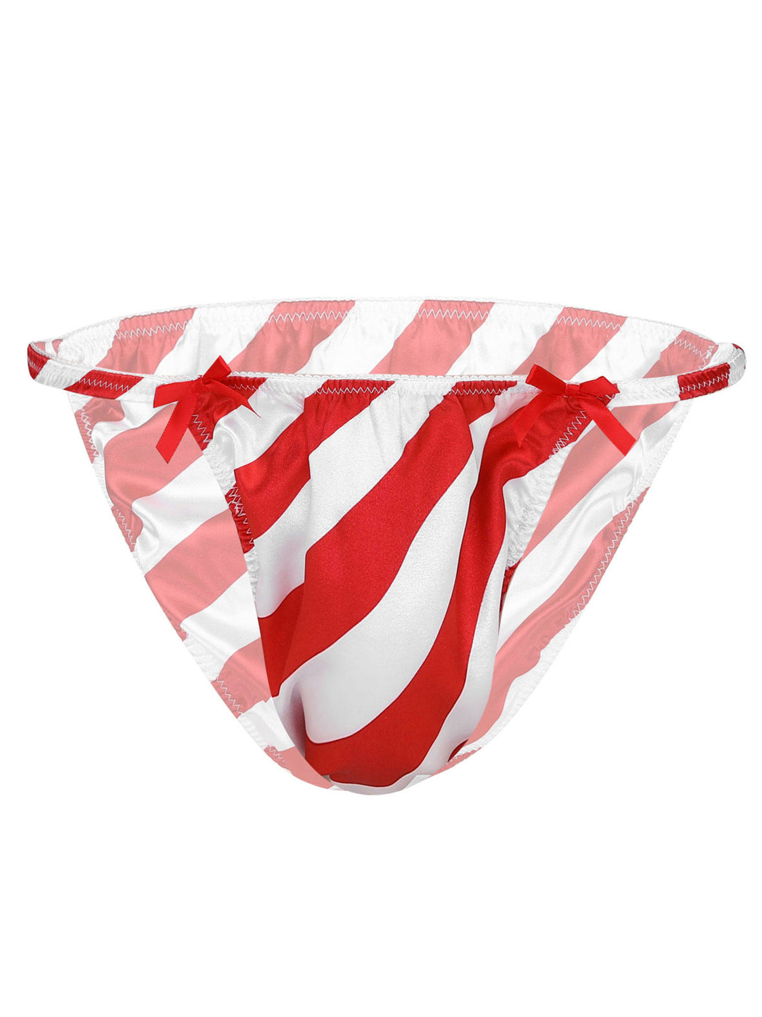 Shiny Red Satin Silk VINTAGE Double String Bikini Panties Knickers