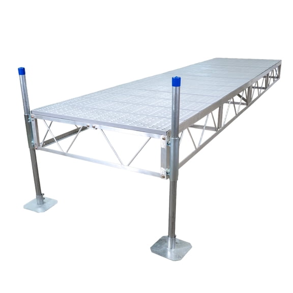 Patriot Docks 16' Straight Stationary Pipe Dock with Gray Poly Decking (10510)