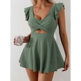 thumbnail image 3 of SKQIT Women's Ruffle Sleeve Cross Wrap Cutout Swim Dress, One Piece Tummy Control Bathing Suit, 3 of 6