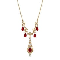 1928 Jewelry Belle Epoch Red Stone Crystal Drop Necklace 16   3 Extender