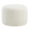 thumbnail image 6 of Zesthouse 22.6" Wide Round Ottoman, Modern Ottoman Coffee Table for Living Room, Fuzzy Sherpa Couch Foot Rest, Upholstered Footstool for Makeup Room, Bedroom, Entryway, White, 6 of 9