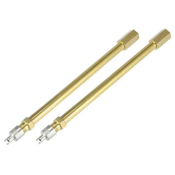 2pcs 140mm/5.51" Long Brass Car Tire Valve Extension Adaptor Air Tyre Stem Extender Inflation Stright Bore for Truck