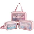 thumbnail image 1 of Neceser transparente de 3 piezas (rosa), bolsa de maquillaje, neceser de viaje transparente, bolsa de almacenamiento portátil, 1 of 5