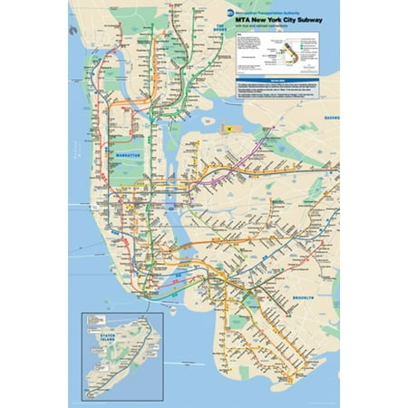 - New York City Subway Map Poster Print (24 x 36)
