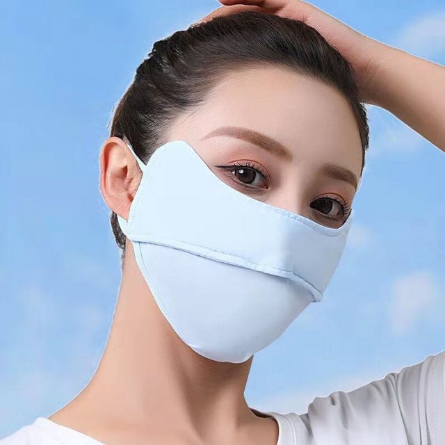 Máscara de protección solar para mujer, protección UV de verano, transpirable, protección ocular, ángulo de seda de hielo, máscara de protección solar, fresca, transpirable, seda de hielo