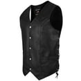 thumbnail image 3 of ARD Men's Black Cowhide Leather Classic Motorcycle Side Laces Biker/Club Vest (Large), 3 of 7