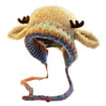 thumbnail image 1 of Guardurnaity Gorro de reno de peluche, adorable, 2 en 1, con astas, multifuncional, cómodo de llevar, de alta calidad, para mujer (53-58 cm). Sombreros caqui, 1 of 6