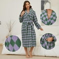 thumbnail image 4 of Robes for Women – AMITOFO  Thick Fluffy Fleece Womens Robe, Long Plaid Bathrobe with Pockets and Belt, Soft Warm Sleepwear for Spa, Home & Winter L-XL, 4 of 7