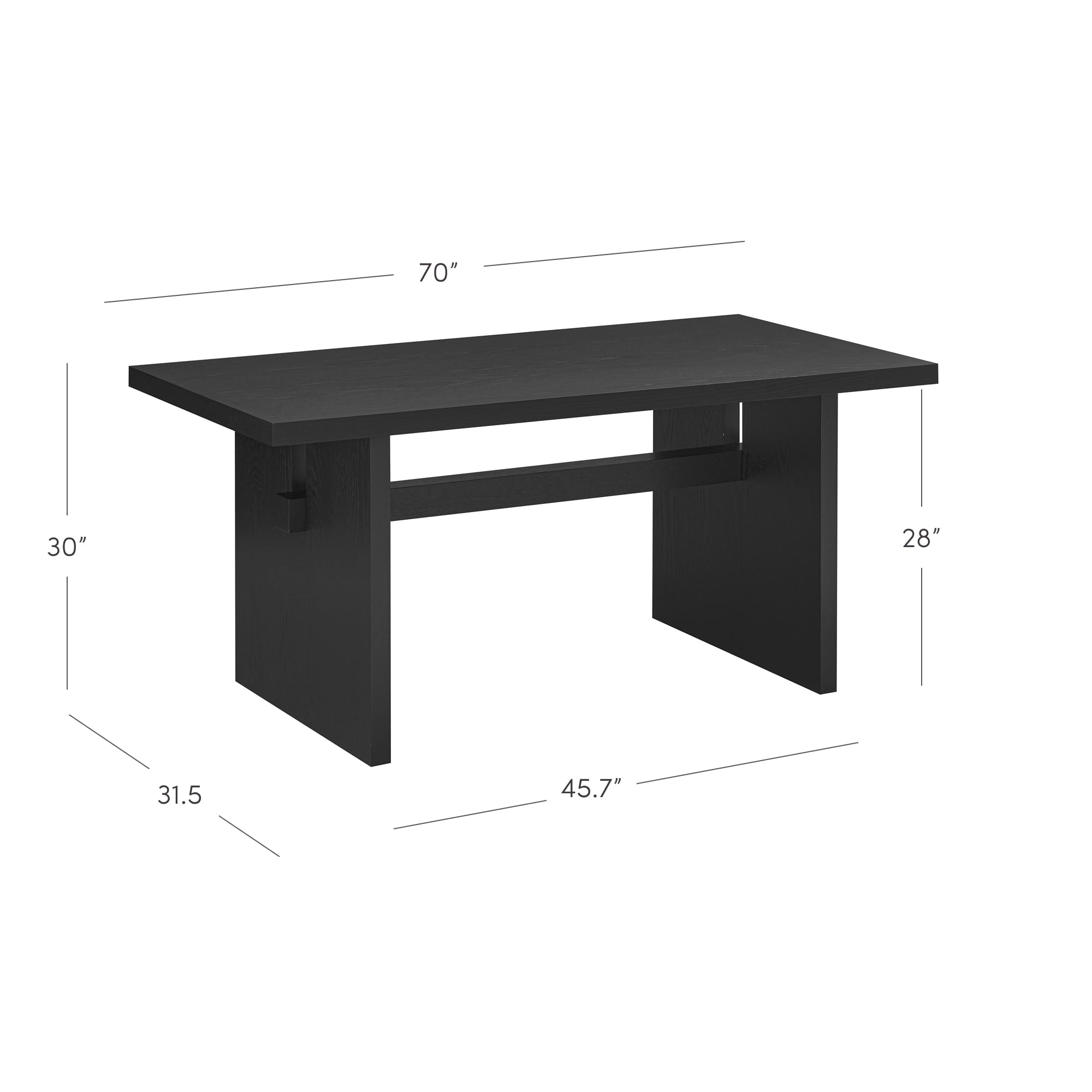Nathan James Briggs Modern Dining Table for 6, Small Rectangle Dining Table, 6-Person Black Dining Table,  Solid Wood Modern Dining Table in Black Oak