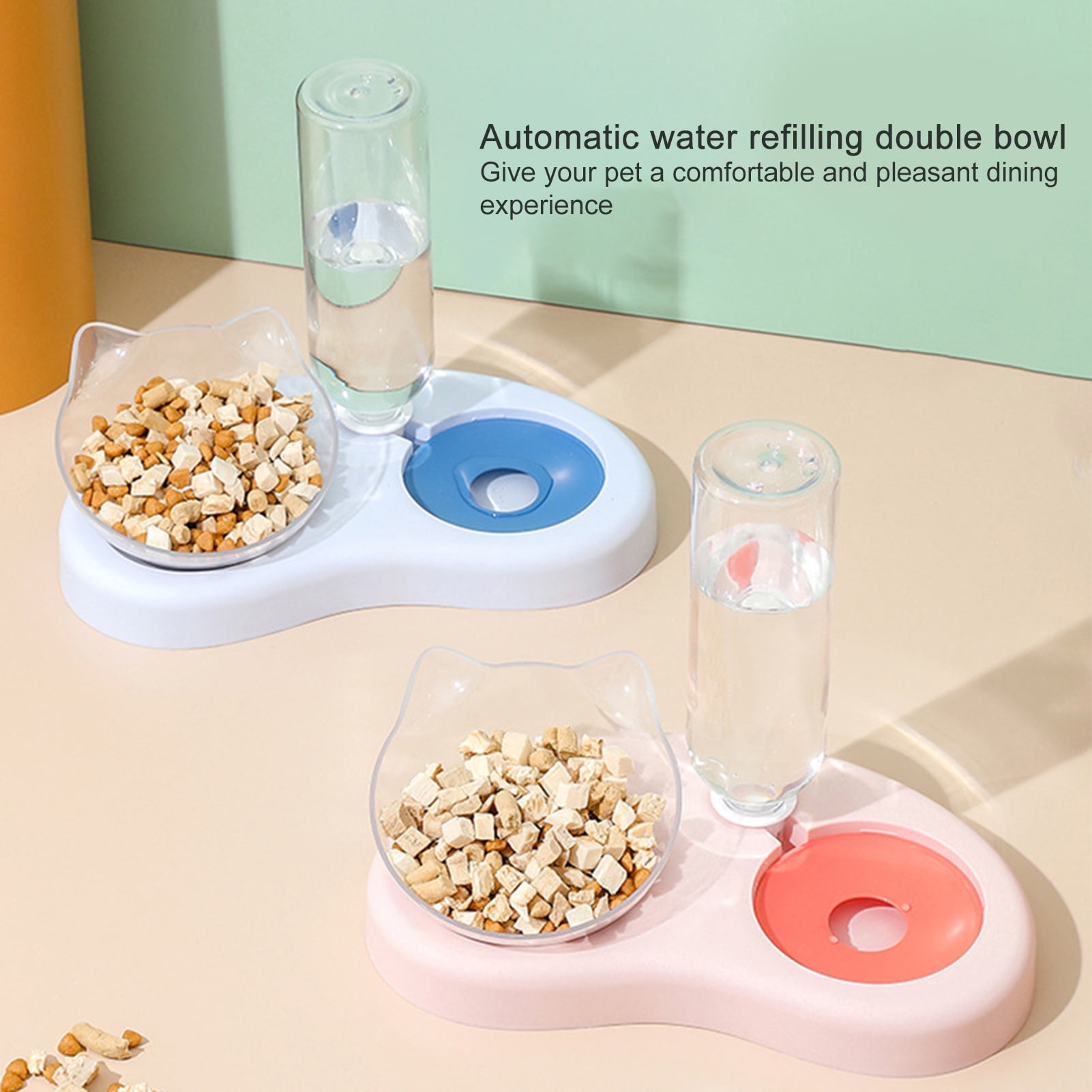 DOPI Pet Bowl Dry Wet Use Automatic Lightweight Cat Water Dispenser Food Container Feeder for Home Use