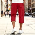 thumbnail image 7 of Domuza Men's Cargo Shorts 3/4 Relaxed Fit Below Knee Work Shorts Drawstring Elastic Waist Hiking Shorts with Pockets Wine XL, 7 of 7