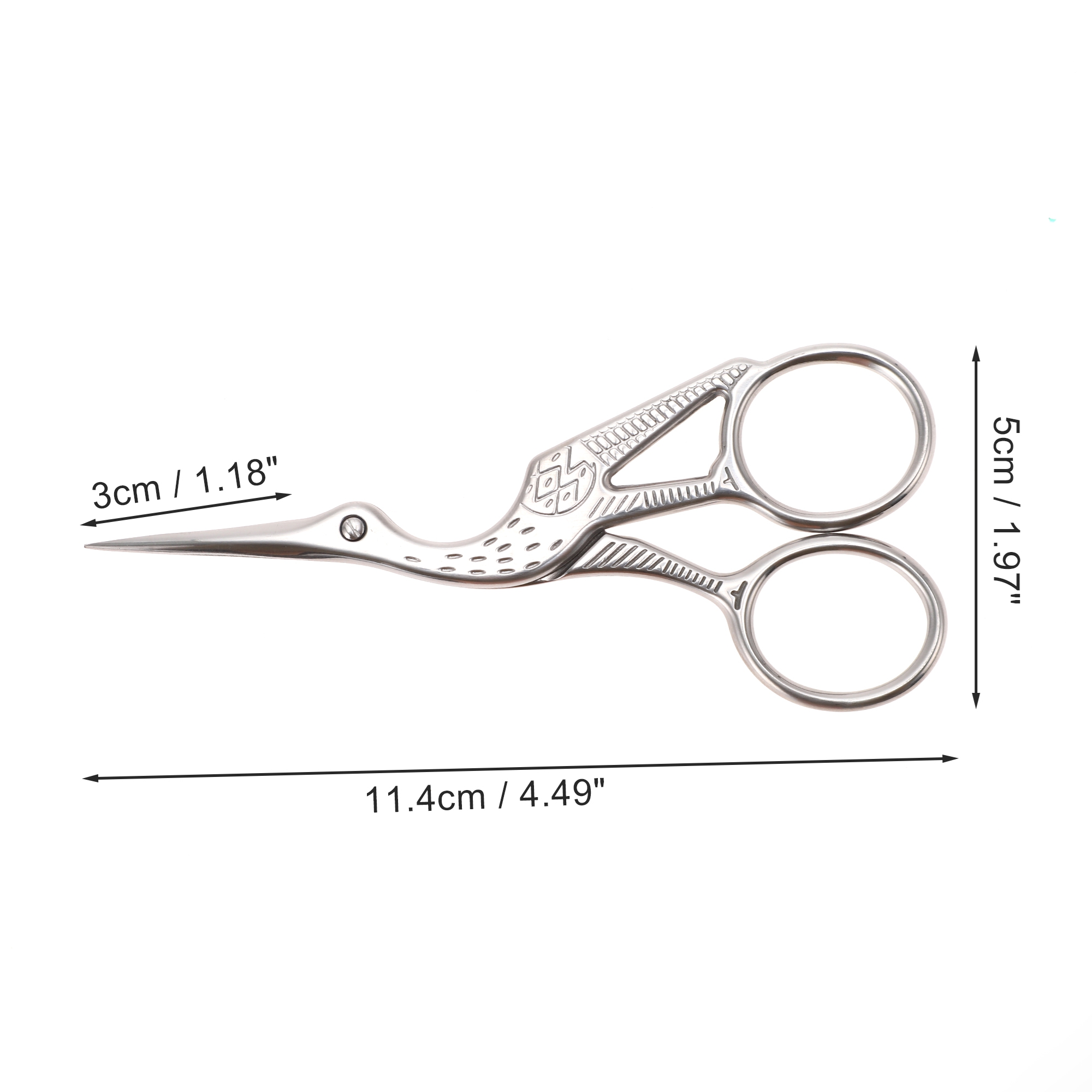 Unique Bargains 1 Pc Big Crane Scissors Facial Hair Parlor Silver Tone