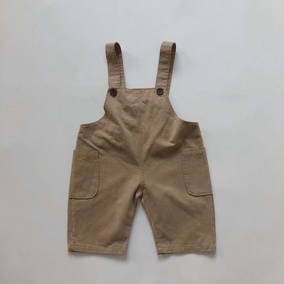 Boy's Pants Kids Suspenders Western Style Pocket Bib Loose Cropped Bottoms
