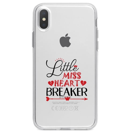 DistinctInk Clear Shockproof Hybrid Case for iPhone XS Max (6.5" Screen) - TPU Bumper Acrylic Back Tempered Glass Screen Protector - Little Miss Heart Breaker