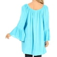 thumbnail image 2 of Sakkas Anna Casual Flowy Wide Neck 3/4 Sleeve Light Summer Boho Blouse Top - Turquoise - One Size Regular, 2 of 5