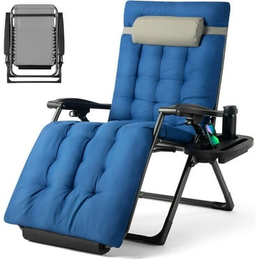 Fitnessclub Zero Gravity Chair,Outdoor Anti Gravity Chairs, Lawn Chaise, Patio Lounge Folding Adjustable Recliner with Detachable Soft Cushion, Adjustable Headrest, Foot Pad & Cup Holder