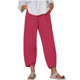 thumbnail image 2 of Women's Summer Comfortable Loose Wide Legged Fashion Solid Color Capris RXIRUCGD Rose, Taille: L, 2 of 5