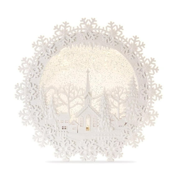 Church Scene Snow Globe 12.25"H Plastic 6 Hr Timer 3 AA Batteries, Not Included or USB Cord Included