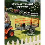 VEVOR Garden Utility Trailer, 28 Cu. ft & 1800lbs, Tow Behind Steel Dump Cart with Removable Rear Panel, Yard Trailers for ATV, UTV