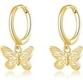 thumbnail image 6 of Sterling Silver Butterfly Earrings Hoop for Women Teens Small Butterfly Hoop Earrings Huggie Drop, 6 of 9
