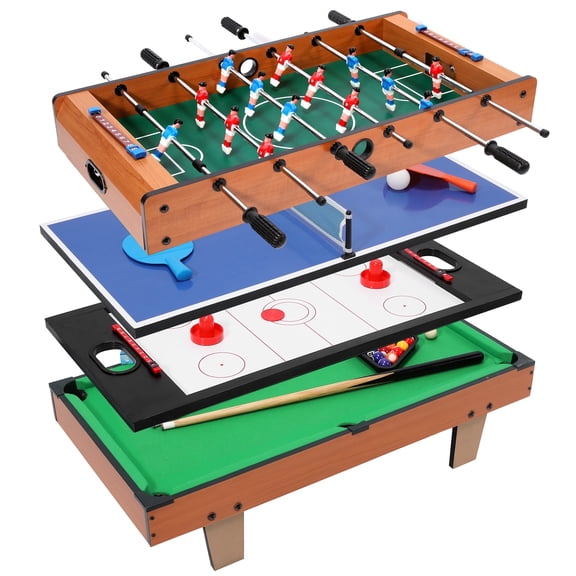 GVDV 4 in1 Combo Game Table, 32 inch Multi Game Table with Foosball Table, Hockey,Ping-Pong,Pool Billiards for Kids Adults