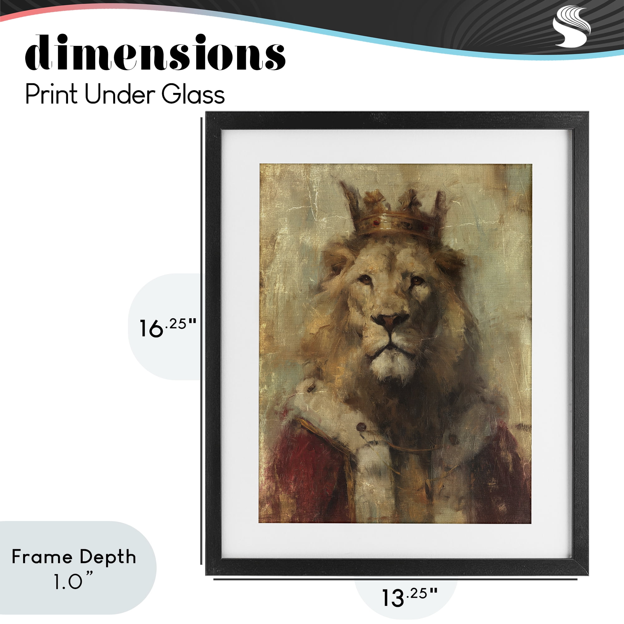 Stupell Industries Regal Lion Sovereign Black Framed Print Under Glass, design by Svetlana Aleynikova