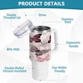 thumbnail image 4 of SKYSONIC Stainless Steel Tumbler Car Handle Water Cup 40 oz Vacuum Insulated Tumbler with Straw for Car Travel Sport - Butterfly Pattern, 4 of 7