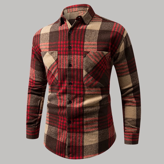 Blusa y camisa de manga larga con cuello vuelto para hombre, estampada, informal, formal, con solapa, de poliéster