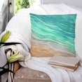 thumbnail image 4 of Teal Ombre Coastal Throw Pillow Covers, Soft Pillowcases with Invisible Zipper, Summer Nautical Beach Ocean Seaside Decorative Square Pillow Cushion Covers for Living Room Couch Sofa Bed 26x26 Inches, 4 of 8