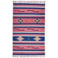 thumbnail image 2 of HomeRoots 552842 5 x 7 ft. Southwestern Handmade Rectangle Area Rug with Fringe, Pink & Blue, 2 of 5