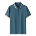 thumbnail image 4 of Sakmal Short Sleeve Polo Shirts Men Button Down Summer Tshirts Blue Solid Dressy Casual Shirts for Men 4XL, 4 of 4