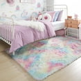 thumbnail image 5 of Softlife Soft Rainbow Area Rugs Fluffy Colorful Rugs Cute Floor Carpets Shaggy Playing Mat for Bedroom Home Decor,3'x5',Rainbow, 5 of 7