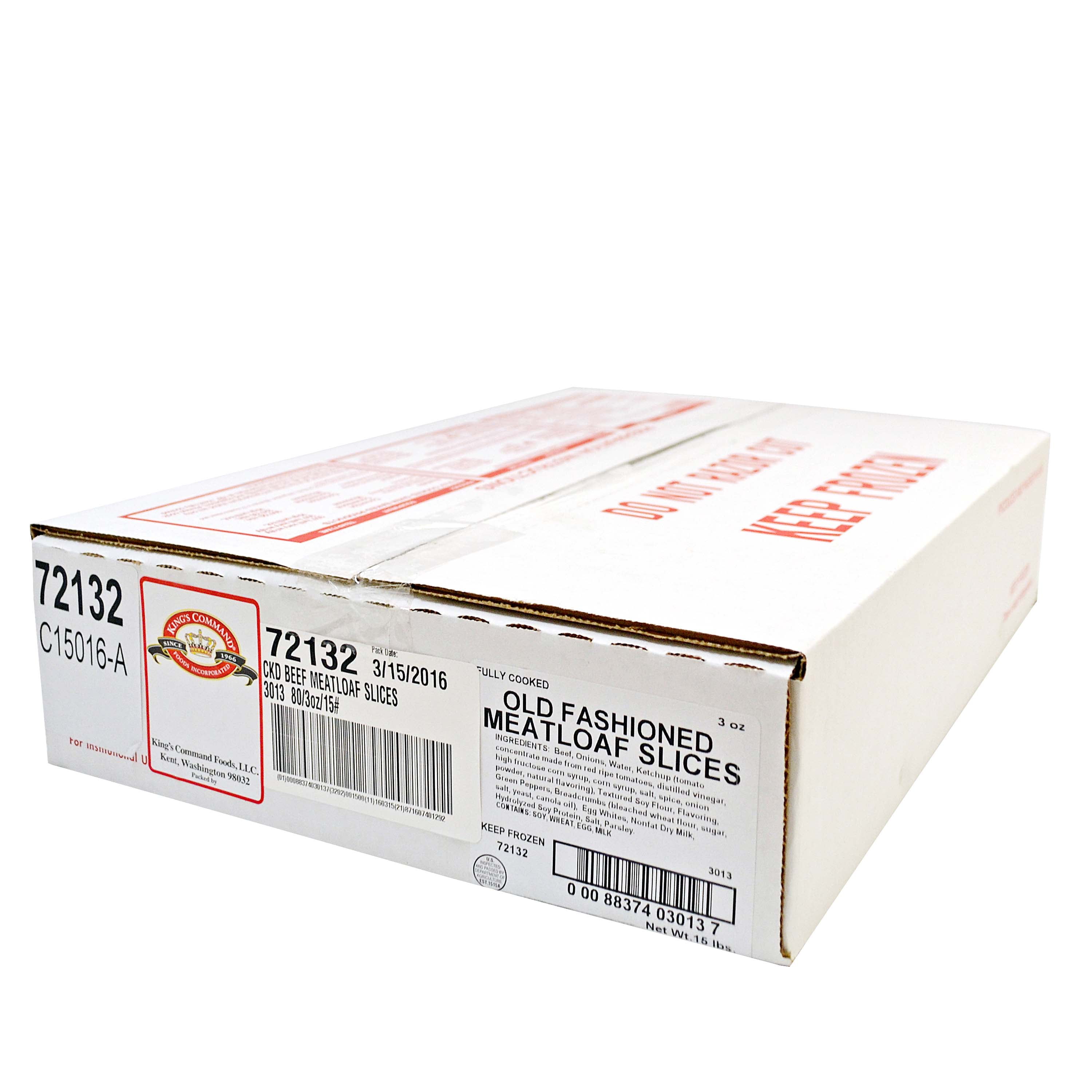 Kings Command Foods Country Style Cooked Meatloaf Slice, 3 Ounce - 80 per case.