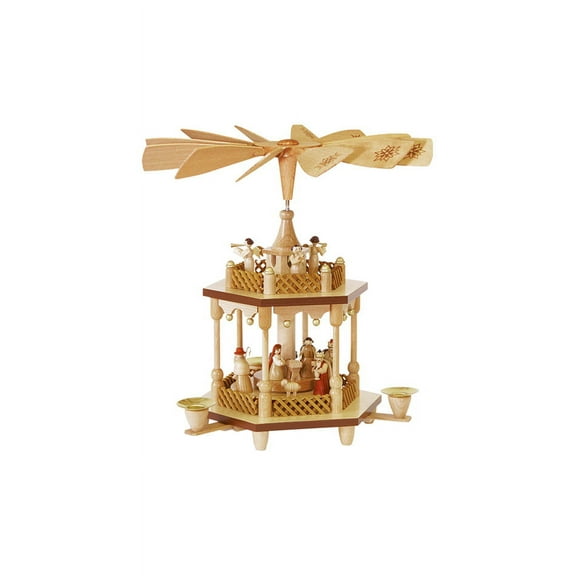 German christmas pyramid Nativity scene, 1-tier, height 25 cm / 10 inch, natural, original Erzgebirge by Richard Glaesser Seiffen