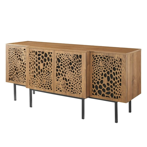 Console Entry Table Sideboard, Rectangular, Wood, Metal Steel, Brown Walnut, Modern Contemporary Urban Design, Living Lounge Room Hotel Lobby Hospitality