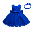 thumbnail image 2 of IBTOM CASTLE Baby Girl Christening Baptism Gowns with Headband Bowknot Pageant Wedding Birthday Princess First Communion Ruffle Tutu Dress 6-9 Months Royal Blue, 2 of 8