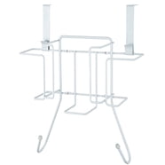 Spectrum Ironing Board Holder With Storage Basket - White, Mounts To Wall, Holds Iron & Supplies