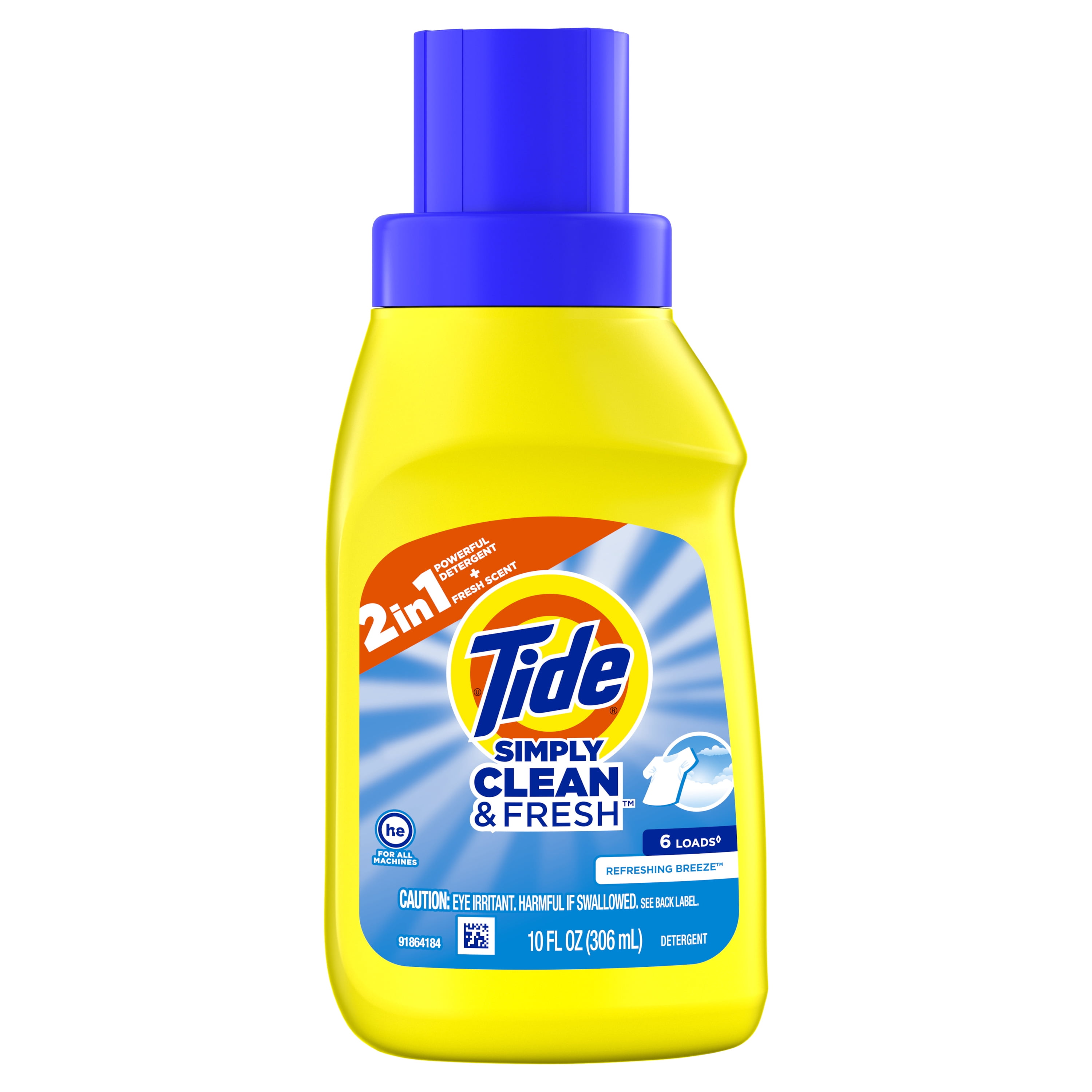Tide Simply Clean & Fresh Liquid Laundry Detergent, Refreshing Breeze, 6 loads, 10 fl oz