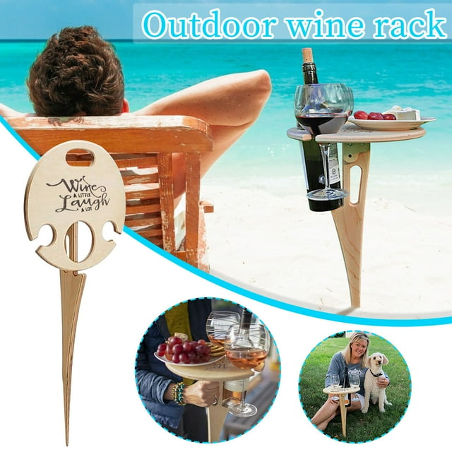 Agiferg Outdoor Wine Rack Lawn Wine Rack Outdoor Picnic Portable Wine Rack