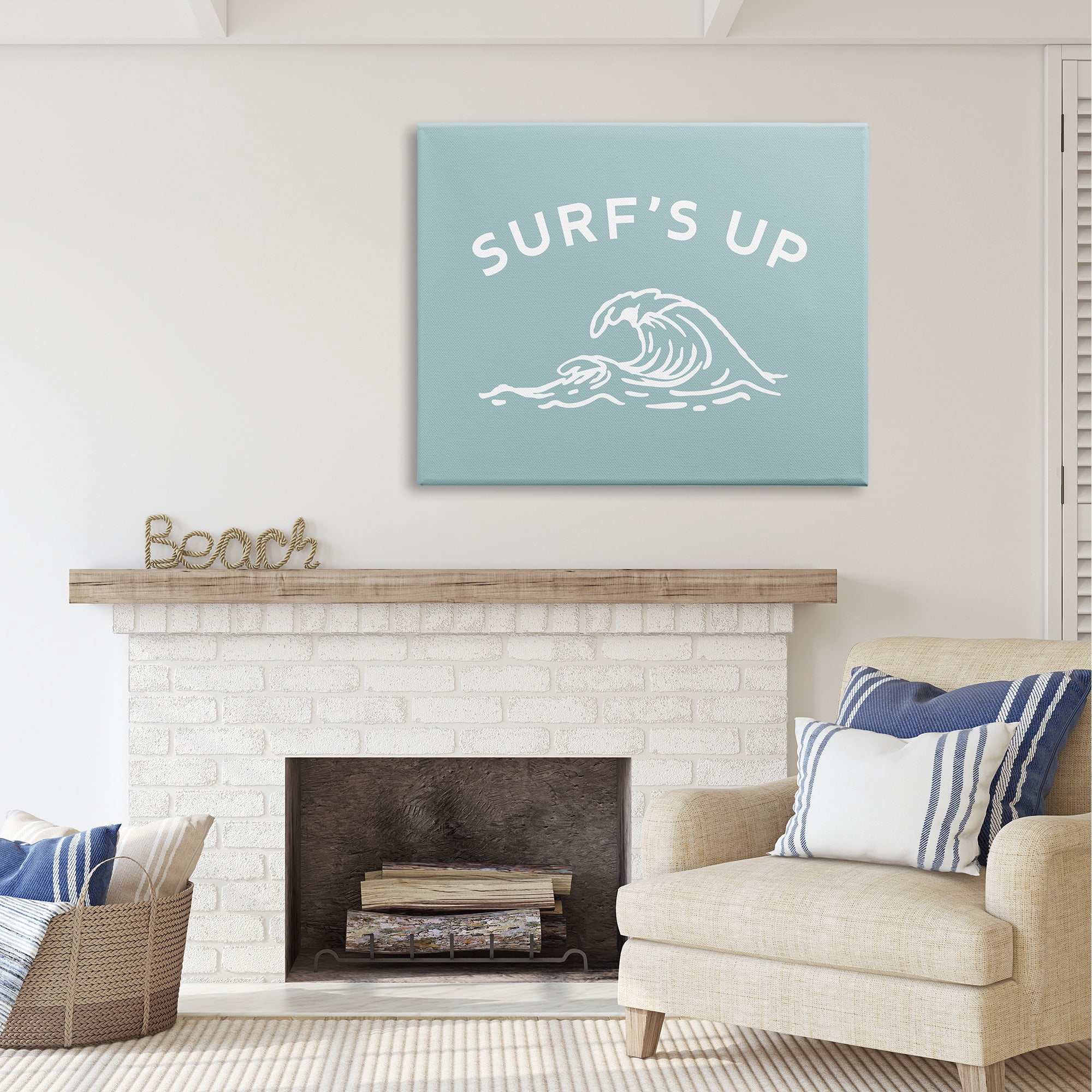 Stupell Industries Surf's Up Sea Wave Landscape Painting Gallery Wrapped Canvas Art Print Wall Art, 48 x 36
