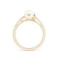 thumbnail image 2 of Angara Freshwater Cultured Pearl Wave Shank Ring in 14K Yellow Gold for Women | June Birthstone Jewelry for Her, 2 of 8