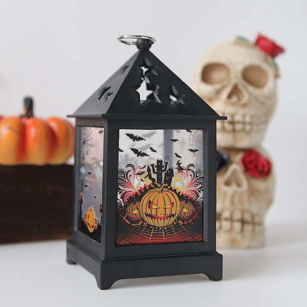 Linterna de Halloween Luz de noche LED, Vintage Retro Linterna colgante Calabaza Colcomx Linterna de viento de Halloween